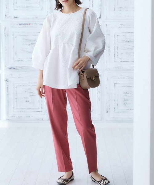 nissen(ニッセン)の「【販売終了】ジャガードペプラムブラウス(シャツ/ブラウス・レディース・オフホワイト/ベージュ・LL/L/M/S)」の8枚目の写真