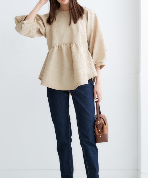 nissen(ニッセン)の「【販売終了】ジャガードペプラムブラウス(シャツ/ブラウス・レディース・オフホワイト/ベージュ・LL/L/M/S)」の12枚目の写真