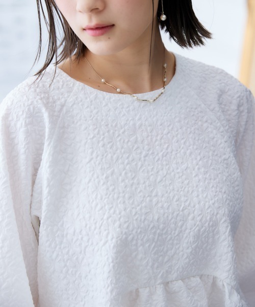 nissen(ニッセン)の「【販売終了】ジャガードペプラムブラウス(シャツ/ブラウス・レディース・オフホワイト/ベージュ・LL/L/M/S)」の16枚目の写真