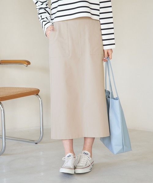 ROPE' PICNIC（ロペピクニック）の「ストレッチIラインスカート（スカート・レディース・キナリ/ベージュ系その他/サックスブルー・40/38/36）」の2枚目の写真
