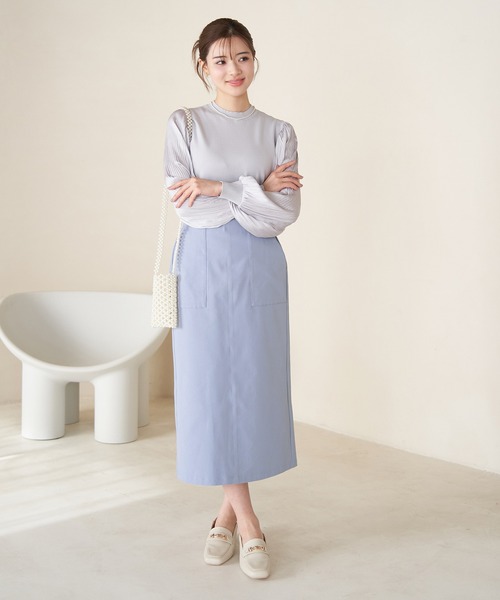 ROPE' PICNIC（ロペピクニック）の「ストレッチIラインスカート（スカート・レディース・キナリ/ベージュ系その他/サックスブルー・40/38/36）」の12枚目の写真