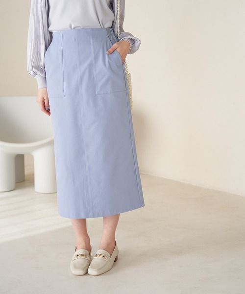 ROPE' PICNIC（ロペピクニック）の「ストレッチIラインスカート（スカート・レディース・キナリ/ベージュ系その他/サックスブルー・40/38/36）」の14枚目の写真