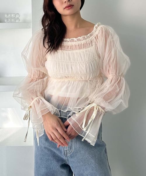 ココディール　シャーリングオフショルブラウス ココディール シャーリングオフショルブラウス オレンジ - メルカリ