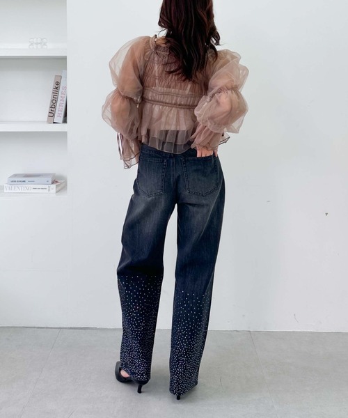 シアリングパフトップス ブラック 19,800円 セール】【25ss】シャーリングオフショルチュールTOPS（シャツ