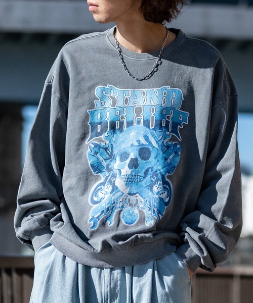 JOHN'S CLOSET（ジョンズクローゼット）の「【i】ヴィンテージグラフィックプリント オーバーサイズピグメント クルーネックスウェット（スウェット・メンズ・ブラック系2/グレー系2/グレー系3/ブラック系1/グレー系1/ブラック系3・LARGE/X-LARGE/MEDIUM）」の5枚目の写真