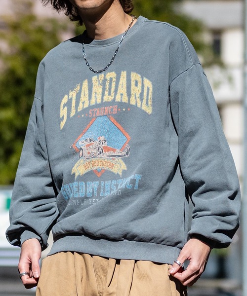 JOHN'S CLOSET（ジョンズクローゼット）の「【i】ヴィンテージグラフィックプリント オーバーサイズピグメント クルーネックスウェット（スウェット・メンズ・ブラック系2/グレー系2/グレー系3/ブラック系1/グレー系1/ブラック系3・LARGE/X-LARGE/MEDIUM）」の20枚目の写真