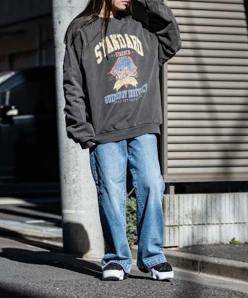 JOHN'S CLOSET（ジョンズクローゼット）の「【i】ヴィンテージグラフィックプリント オーバーサイズピグメント クルーネックスウェット（スウェット・メンズ・ブラック系2/グレー系2/グレー系3/ブラック系1/グレー系1/ブラック系3・LARGE/X-LARGE/MEDIUM）」の12枚目の写真