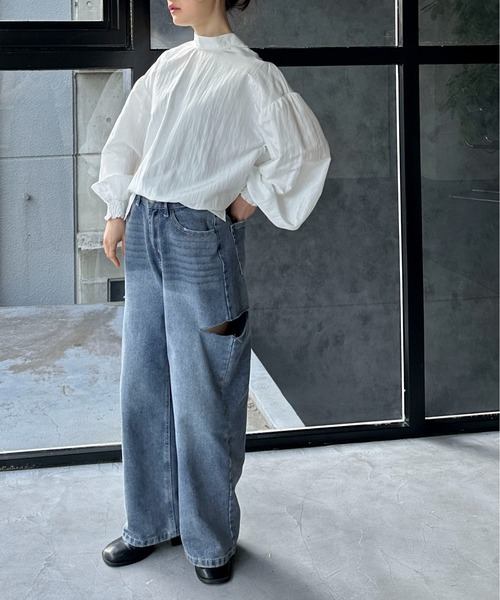 feepur(フェピュール)の「2wayボウタイブラウス(シャツ/ブラウス・レディース・ブラック/オフホワイト・MEDIUM)」の6枚目の写真