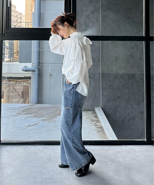 feepur(フェピュール)の「2wayボウタイブラウス(シャツ/ブラウス・レディース・ブラック/オフホワイト・MEDIUM)」の7枚目の写真