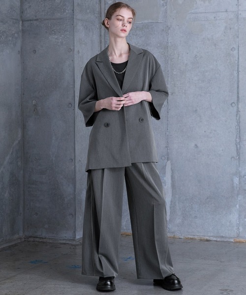 SERACE】Loose silhouette short sleeve double tailored jacket