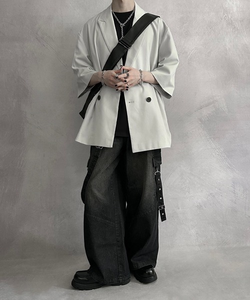 SERACE】Loose silhouette short sleeve double tailored jacket