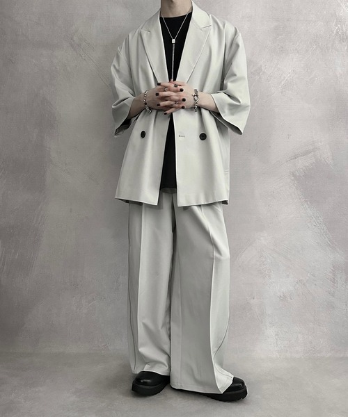 SERACE】Loose silhouette short sleeve double tailored jacket