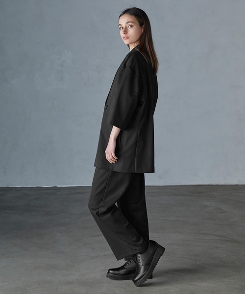 SERACE】Loose silhouette short sleeve double tailored jacket