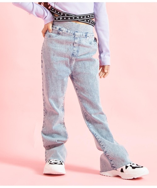 ANAP kids（アナップキッズ）の「ストレッチフレアパンツ（その他パンツ・キッズ・ライトブルー/ブラック・110cm/130cm/120cm）」の3枚目の写真