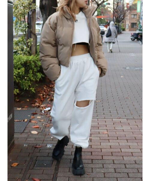 EVRIS（エヴリス）の「カットオフスウェットパンツ（スウェットパンツ・レディース・ブラック/グレー/ホワイト・FREE）」の4枚目の写真