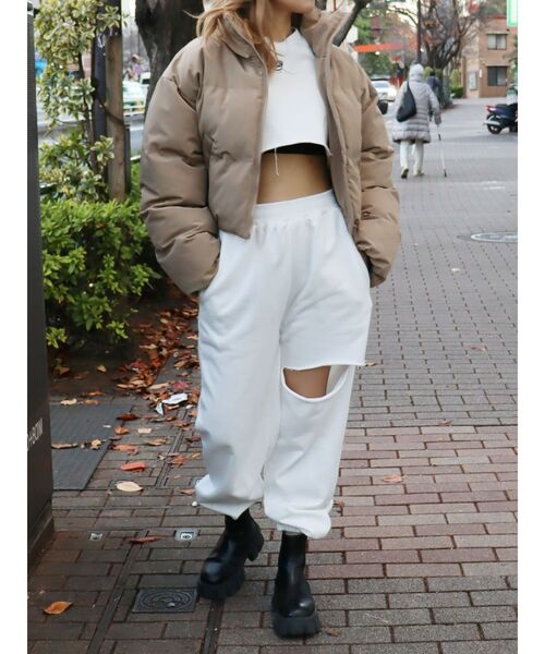 EVRIS（エヴリス）の「カットオフスウェットパンツ（スウェットパンツ・レディース・ブラック/グレー/ホワイト・FREE）」の5枚目の写真