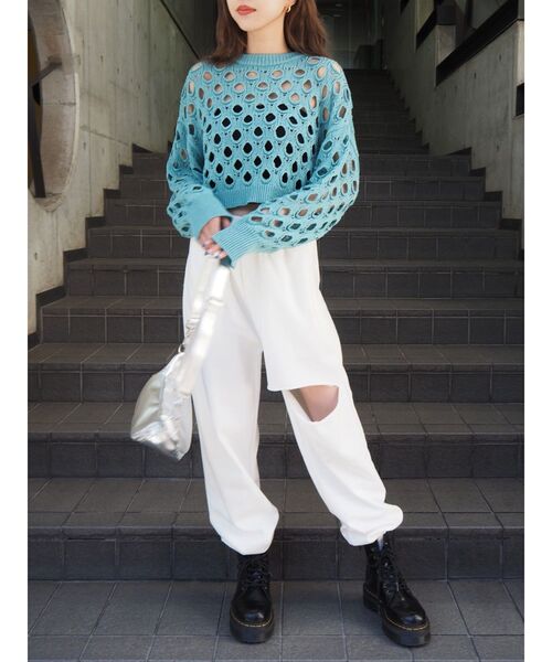 EVRIS（エヴリス）の「カットオフスウェットパンツ（スウェットパンツ・レディース・ブラック/グレー/ホワイト・FREE）」の9枚目の写真