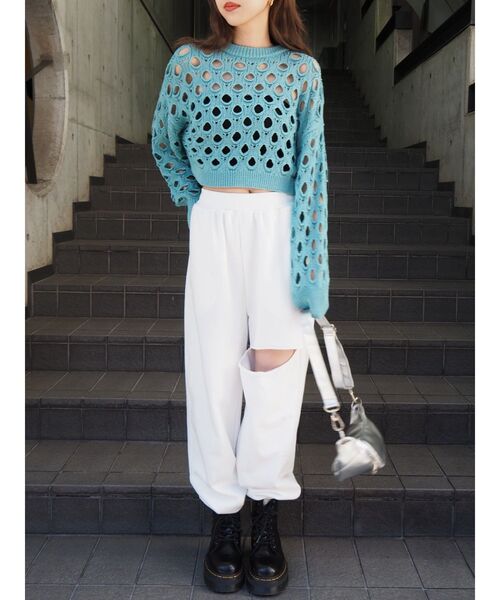 EVRIS（エヴリス）の「カットオフスウェットパンツ（スウェットパンツ・レディース・ブラック/グレー/ホワイト・FREE）」の10枚目の写真