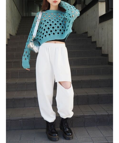 EVRIS（エヴリス）の「カットオフスウェットパンツ（スウェットパンツ・レディース・ブラック/グレー/ホワイト・FREE）」の12枚目の写真