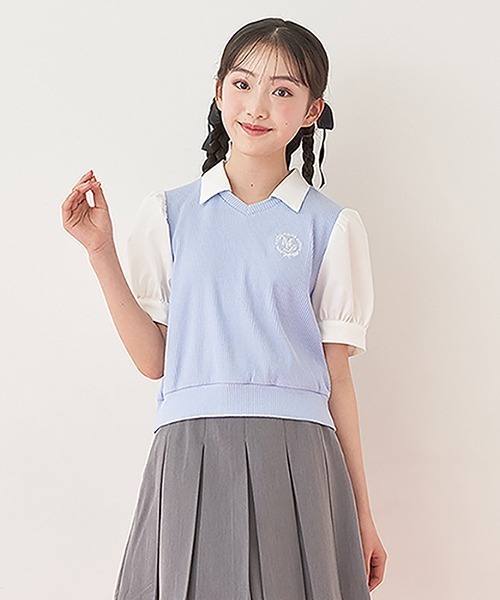 【セール】スキッパー衿ドッキングシャツ（シャツ/ブラウス）｜mezzo piano Junior（メゾピアノジュニア） 5,396円