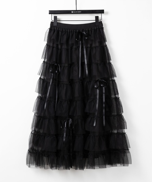 me+em select（ミームセレクト）の「【 ４color 】ストラップリボンバレエコアチュールスカート ／strap ribbon ballet core tulle skirt（スカート・レディース・ブラック/アイボリー/ブラック系/アイボリー系・FREE）」の9枚目の写真