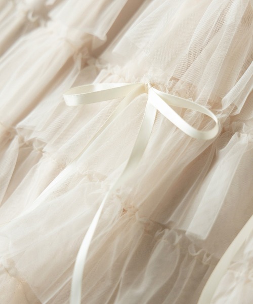 me+em select（ミームセレクト）の「【 ４color 】ストラップリボンバレエコアチュールスカート ／strap ribbon ballet core tulle skirt（スカート・レディース・ブラック/アイボリー/ブラック系/アイボリー系・FREE）」の12枚目の写真
