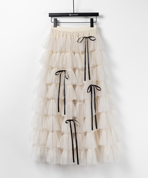 4color 】ストラップリボンバレエコアチュールスカート ／strap