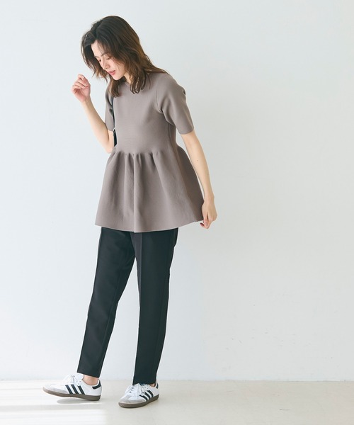 coca（coca）（コカ）の「スポンディッシュニットペプラムトップス（Tシャツ/カットソー・レディース・ブラック/アイボリー/ネイビー/ホワイト/グレイッシュベージュ/ライトピンク・M/L/S）」の14枚目の写真