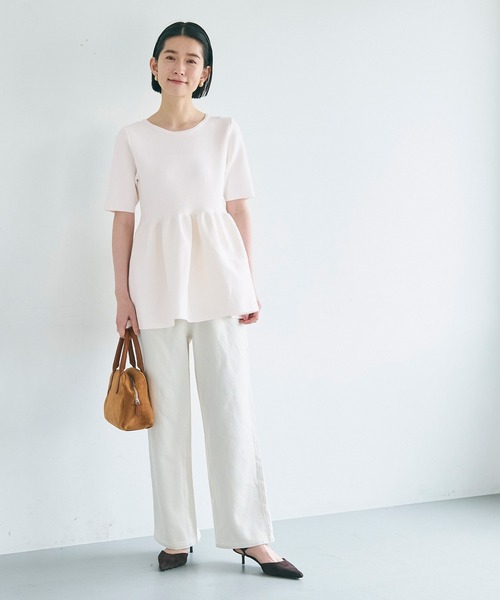 coca（coca）（コカ）の「スポンディッシュニットペプラムトップス（Tシャツ/カットソー・レディース・ブラック/アイボリー/ネイビー/ホワイト/グレイッシュベージュ/ライトピンク・M/L/S）」の16枚目の写真