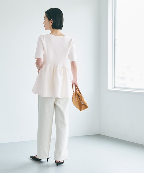 coca（coca）（コカ）の「スポンディッシュニットペプラムトップス（Tシャツ/カットソー・レディース・ブラック/アイボリー/ネイビー/ホワイト/グレイッシュベージュ/ライトピンク・M/L/S）」の18枚目の写真