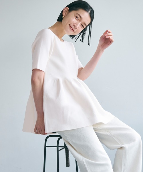 coca（coca）（コカ）の「スポンディッシュニットペプラムトップス（Tシャツ/カットソー・レディース・ブラック/アイボリー/ネイビー/ホワイト/グレイッシュベージュ/ライトピンク・M/L/S）」の19枚目の写真