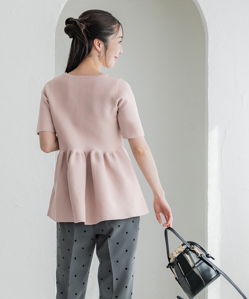 coca（coca）（コカ）の「スポンディッシュニットペプラムトップス（Tシャツ/カットソー・レディース・ブラック/アイボリー/ネイビー/ホワイト/グレイッシュベージュ/ライトピンク・M/L/S）」の21枚目の写真