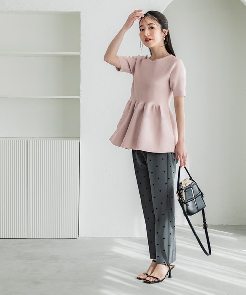 coca（coca）（コカ）の「スポンディッシュニットペプラムトップス（Tシャツ/カットソー・レディース・ブラック/アイボリー/ネイビー/ホワイト/グレイッシュベージュ/ライトピンク・M/L/S）」の22枚目の写真