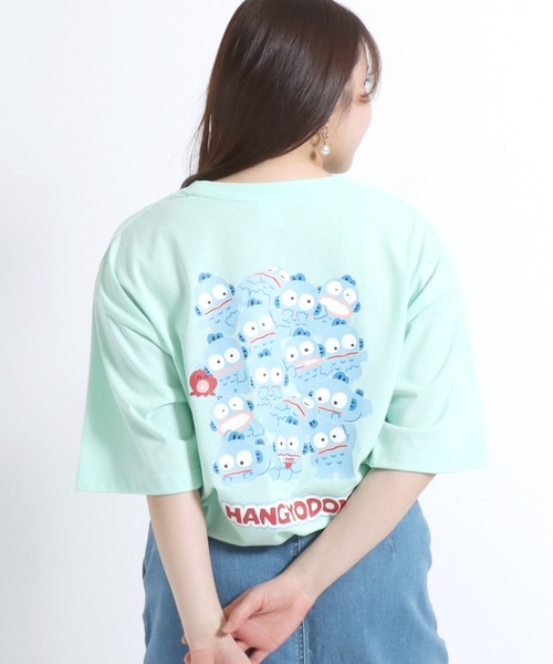 sanrio（サンリオ）の「sanrio（サンリオ）ワンポイント刺繍キャラクターバックプリント半袖Tシャツ レディース（Tシャツ/カットソー・レディース・オレンジ/アクア/ミント/パープル・M/L）」の2枚目の写真