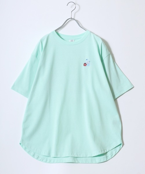 sanrio（サンリオ）の「sanrio（サンリオ）ワンポイント刺繍キャラクターバックプリント半袖Tシャツ レディース（Tシャツ/カットソー・レディース・オレンジ/アクア/ミント/パープル・M/L）」の5枚目の写真