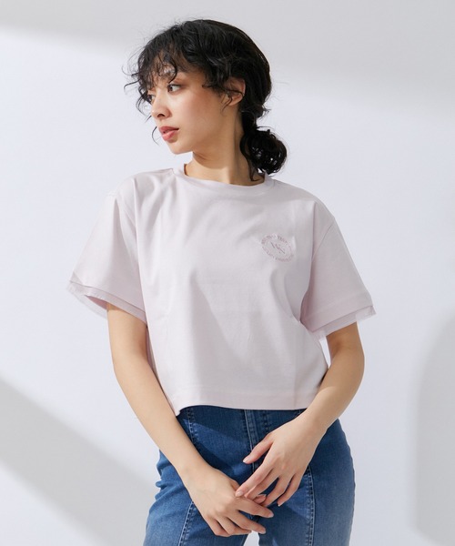 NERGY(ナージー)の「クロップドTシャツ(Tシャツ/カットソー・レディース・キナリ/スミクロ/ピンク・FREE)」の3枚目の写真