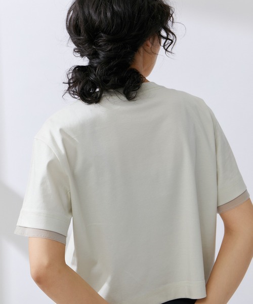 NERGY(ナージー)の「クロップドTシャツ(Tシャツ/カットソー・レディース・キナリ/スミクロ/ピンク・FREE)」の5枚目の写真