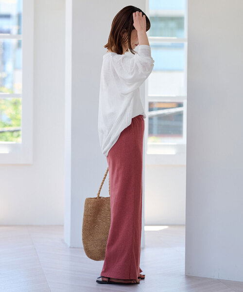 SLOBE IENA(スローブイエナ)の「《追加》スラブネップ天竺プルオーバー(Tシャツ/カットソー・レディース・ネイビー/ホワイト/ピンク系その他・FREE)」の5枚目の写真
