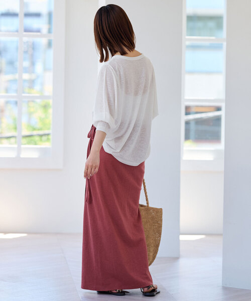 SLOBE IENA(スローブイエナ)の「《追加》スラブネップ天竺プルオーバー(Tシャツ/カットソー・レディース・ネイビー/ホワイト/ピンク系その他・FREE)」の6枚目の写真