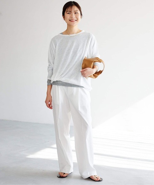 SLOBE IENA(スローブイエナ)の「《追加》スラブネップ天竺プルオーバー(Tシャツ/カットソー・レディース・ネイビー/ホワイト/ピンク系その他・FREE)」の8枚目の写真