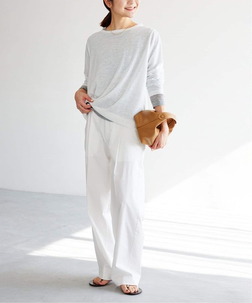 SLOBE IENA(スローブイエナ)の「《追加》スラブネップ天竺プルオーバー(Tシャツ/カットソー・レディース・ネイビー/ホワイト/ピンク系その他・FREE)」の9枚目の写真