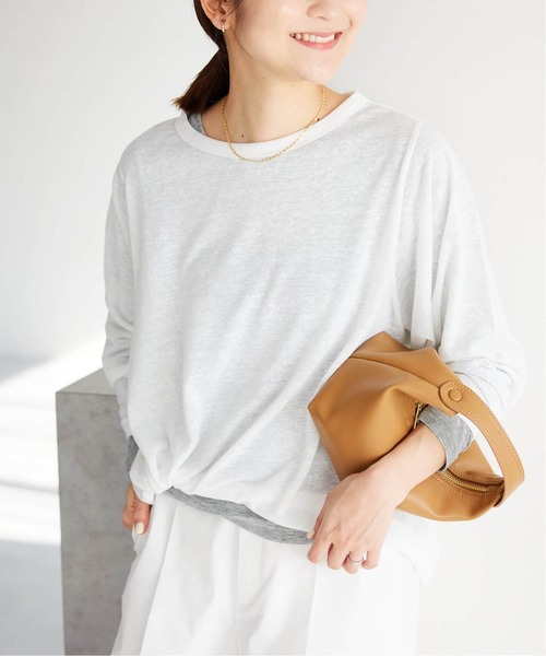 SLOBE IENA(スローブイエナ)の「《追加》スラブネップ天竺プルオーバー(Tシャツ/カットソー・レディース・ネイビー/ホワイト/ピンク系その他・FREE)」の13枚目の写真