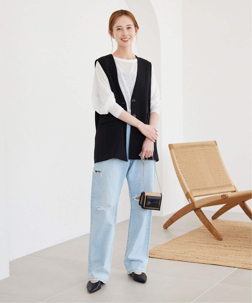 SLOBE IENA(スローブイエナ)の「《追加》スラブネップ天竺プルオーバー(Tシャツ/カットソー・レディース・ネイビー/ホワイト/ピンク系その他・FREE)」の15枚目の写真