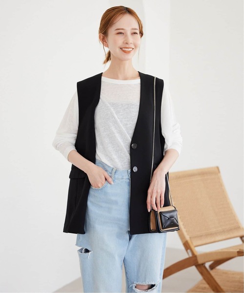 SLOBE IENA(スローブイエナ)の「《追加》スラブネップ天竺プルオーバー(Tシャツ/カットソー・レディース・ネイビー/ホワイト/ピンク系その他・FREE)」の18枚目の写真