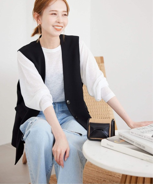 SLOBE IENA(スローブイエナ)の「《追加》スラブネップ天竺プルオーバー(Tシャツ/カットソー・レディース・ネイビー/ホワイト/ピンク系その他・FREE)」の22枚目の写真