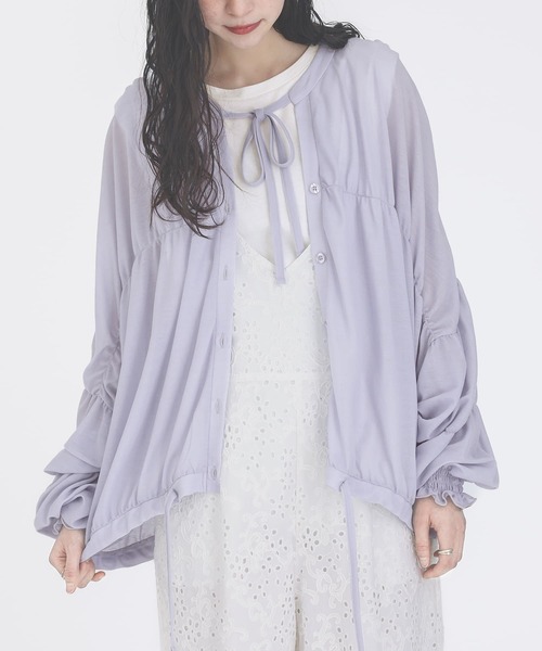 somari imagination（ソマリ イマジネーション）の「『シャーリングシアーカットソーカーディガン』（カーディガン/ボレロ・レディース・チャコール/ライトブルー・FREE）」の3枚目の写真