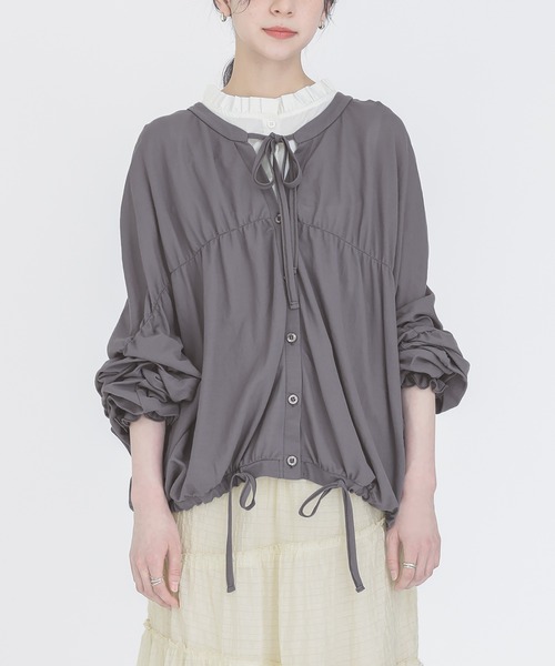 somari imagination（ソマリ イマジネーション）の「『シャーリングシアーカットソーカーディガン』（カーディガン/ボレロ・レディース・チャコール/ライトブルー・FREE）」の9枚目の写真