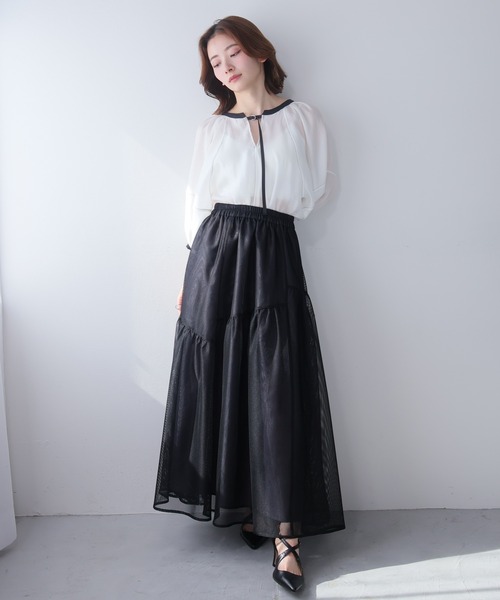 LADYMADE（レディメイド）の「メッシュティアード切替スカート（スカート・レディース・ベージュ/その他1/ブラック・FREE）」の7枚目の写真