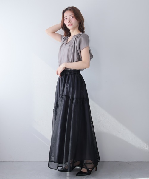 LADYMADE（レディメイド）の「メッシュティアード切替スカート（スカート・レディース・ベージュ/その他1/ブラック・FREE）」の8枚目の写真