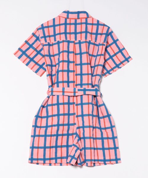 BOBO CHOSES(ボボショーズ)の「Checked collar buttoned short playsuit(つなぎ/オールインワン・レディース・ピンク・S/M/XS)」の4枚目の写真